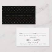 Modern Gold Diamond Pattern Black Appointment Visitekaartje (Voorkant / Achterkant)