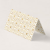 Modern Gold Diamond Shapes Doodles Tribal Ikat Visitekaartje (Achterkant)
