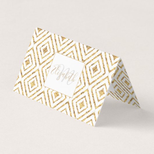 Modern Gold Diamond Shapes Doodles Tribal Ikat Visitekaartje (Voorkant)