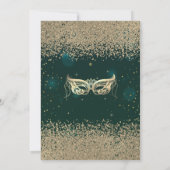 Modern Gold Diamonds Masque Green Quinceañera Kaart (Achterkant)