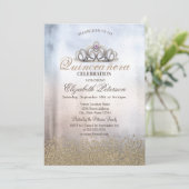 Modern Gold Diamonds, Tiara Metallic Quinceañera Kaart (Staand voorkant)