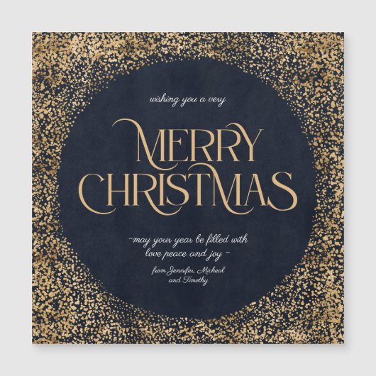 Modern Gold Donk Blue Elegant Merry Kerstmis (Voorkant)