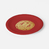 Modern Gold Double Happiness Wedding No.16 Papieren Bordje (Gekanteld)