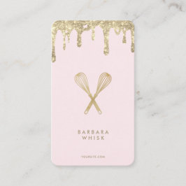Modern Gold Drip Glitter Whisk Bakery Pastry Visitekaartje
