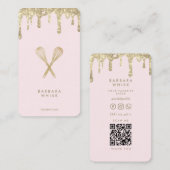 Modern Gold Drip Glitter Whisk Bakery Pastry Visitekaartje (Voorkant / Achterkant)