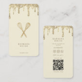 Modern Gold Drip Glitter Whisk Bakery Pastry Visitekaartje (Voorkant / Achterkant)