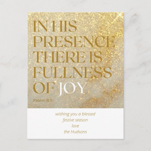 Modern Gold Dust Psalm Christmas Holiday Briefkaar Feestdagenkaart (Voorkant)