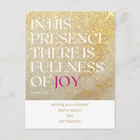 Modern Gold Dust Psalm Christmas Holiday Briefkaar Feestdagenkaart (Voorkant)