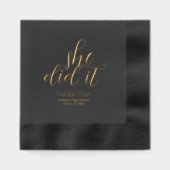 Modern Gold Elegant Fonts Afstudeerfeest Folie Servetten (Voorkant)