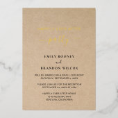 Modern Gold Elegant Rustic Wedding Reception Folie Uitnodiging (Voorkant)