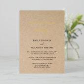 Modern Gold Elegant Rustic Wedding Reception Folie Uitnodiging (Staand Voorkant)