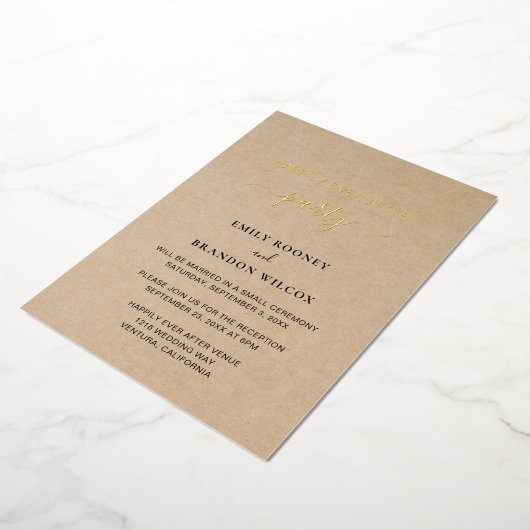 Modern Gold Elegant Rustic Wedding Reception Folie Uitnodiging (Gedraaid)