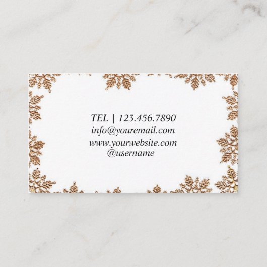 Modern Gold Elegant Snowflake  Visitekaartje (Achterkant)