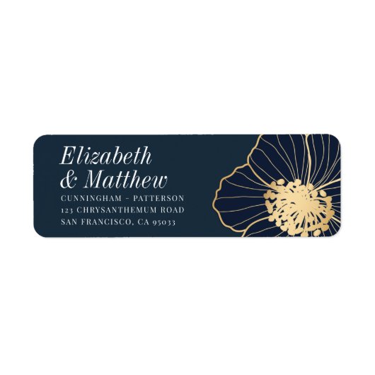 Modern Gold Embossed Floral | Retouradres Etiket (Voorkant)