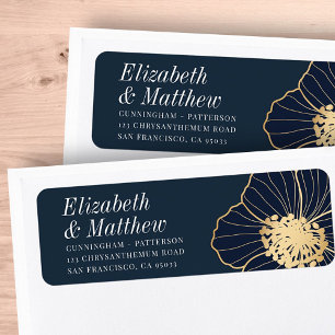 Modern Gold Embossed Floral   Retouradres Etiket