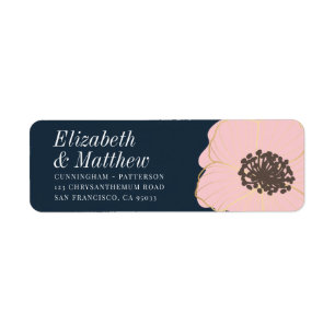 Modern Gold Embossed Floral   Retouradres Etiket