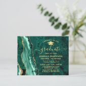 Modern Gold Emerald Graduation Party Invitation Briefkaart (Staand voorkant)