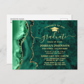 Modern Gold Emerald Graduation Party Invitation Briefkaart (Voorkant / Achterkant)