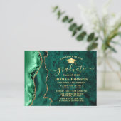 Modern Gold Emerald Graduation Party Invitation Briefkaart (Staand voorkant)
