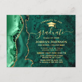 Modern Gold Emerald Graduation Party Invitation Briefkaart