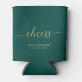 Modern Gold & Emerald Green Lettering Cheers Party Blikjeskoeler (Voorkant)