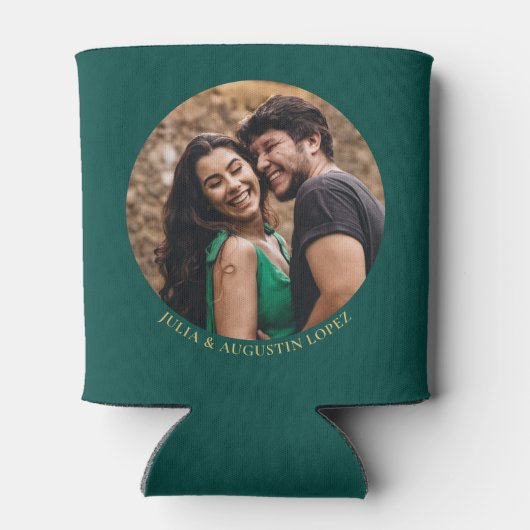 Modern Gold & Emerald Green Lettering Cheers Party Blikjeskoeler (Achterkant)