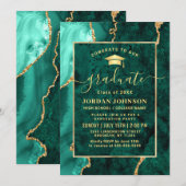 Modern Gold Emerald Green Marble Graduation Party Kaart (Voorkant / Achterkant)