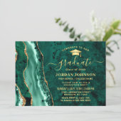 Modern Gold Emerald Green Marble Graduation Party Kaart (Staand voorkant)