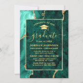 Modern Gold Emerald Green Marble Graduation Party Kaart (Voorkant)