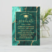 Modern Gold Emerald Green Marble Graduation Party Kaart (Staand voorkant)