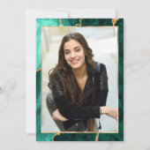 Modern Gold Emerald Green Marble Graduation Party Kaart (Achterkant)