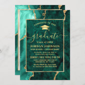 Modern Gold Emerald Green Marble Graduation Party Kaart (Voorkant / Achterkant)
