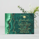 Modern Gold Emerald Green Marble Graduation Party Kaart (Staand voorkant)