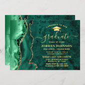 Modern Gold Emerald Green Marble Graduation Party Kaart (Voorkant / Achterkant)