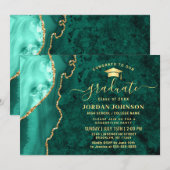 Modern Gold Emerald Green Marble Graduation Party Kaart (Voorkant / Achterkant)