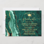 Modern Gold Emerald Green Marble Graduation Party Kaart (Voorkant)