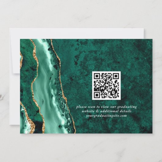 Modern Gold Emerald Green Marble Graduation Party Kaart (Achterkant)