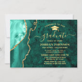 Modern Gold Emerald Green Marble Graduation Party Kaart (Voorkant)