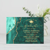 Modern Gold Emerald Green Marble Graduation Party Kaart (Staand voorkant)