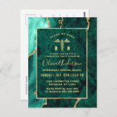 Modern Gold Emerald RN Graduation Party Invitation Briefkaart (Voorkant / Achterkant)
