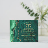Modern Gold Emerald RN Graduation Party Invitation Briefkaart (Staand voorkant)