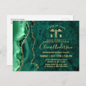 Modern Gold Emerald RN Graduation Party Invitation Briefkaart (Voorkant / Achterkant)
