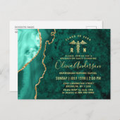 Modern Gold Emerald RN Graduation Party Invitation Briefkaart (Voorkant / Achterkant)