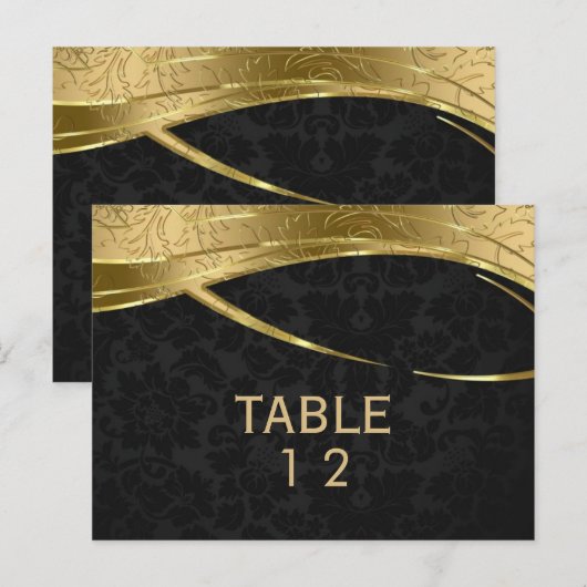 Modern Gold en Black Damask Briefkaart (Voorkant / Achterkant)