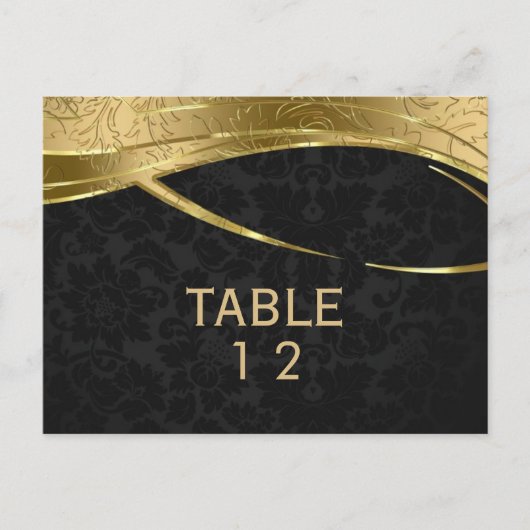 Modern Gold en Black Damask Briefkaart (Voorkant)