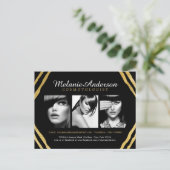 Modern Gold en Black Deco Makeup Artist Comp Card Briefkaart (Staand voorkant)