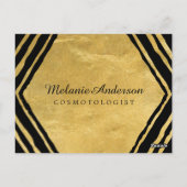 Modern Gold en Black Deco Makeup Artist Comp Card Briefkaart (Achterkant)