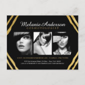 Modern Gold en Black Deco Makeup Artist Comp Card Briefkaart (Voorkant)
