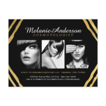 Modern Gold en Black Deco Makeup Artist Comp Card