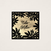 Modern Gold en Black Floral Script Font Vierkante Visitekaartjes (Voorkant)